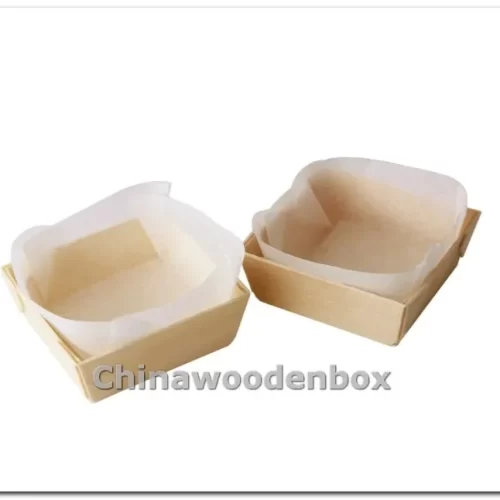 Rectangle Wooden Baking Pan with Silicone Oil Paper 