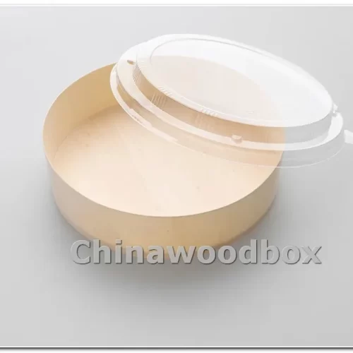 Round Wooden Lunch Box with PET Lid