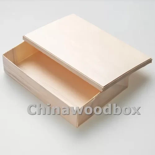 Folding wooden lunch box with wooden lid 6.8"x4.5"x1.5"