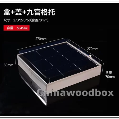 Biodegradable wooden packaging box with grid